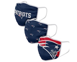 New England Patriots 3-Pack NFL Navy Face Mask - Foco