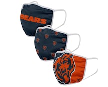Chicago Bears 3-Pack NFL Navy/Orange Face Mask - Foco