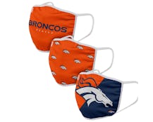 Denver Broncos 3-Pack NFL Orange/Navy Face Mask - Foco