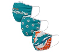 Miami Dolphins 3-Pack NFL Face Mask - Foco