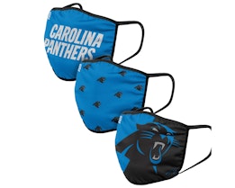 Carolina Panthers 3-Pack NFL Blue/Black Face Mask - Foco