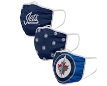 Winnipeg Jets 3-Pack NHL Navy Face Mask - Foco
