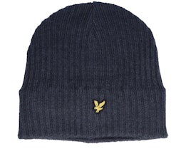 Knitted Ribbed Mid Grey Marl Beanie - Lyle & Scott