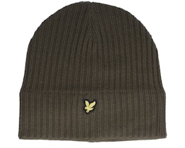 Knitted Ribbed Olive Beanie - Lyle & Scott