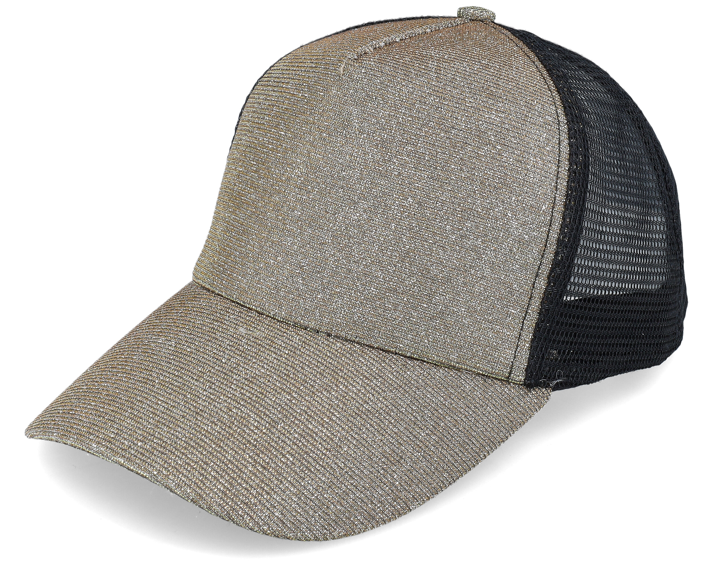 Womens Ponytail New York Sparkle Cap Gold Trucker