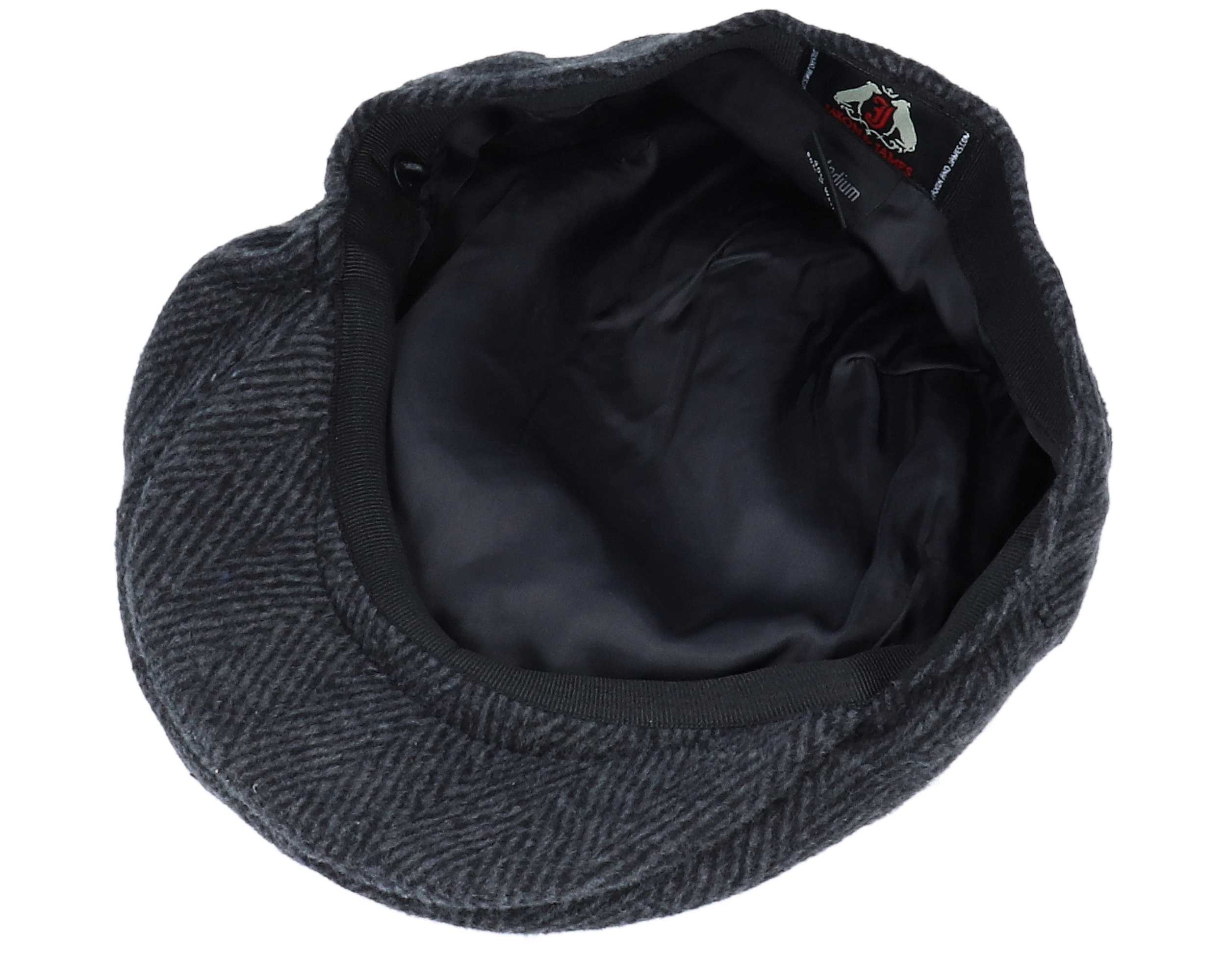 Herringbone Charcoal Flat Cap