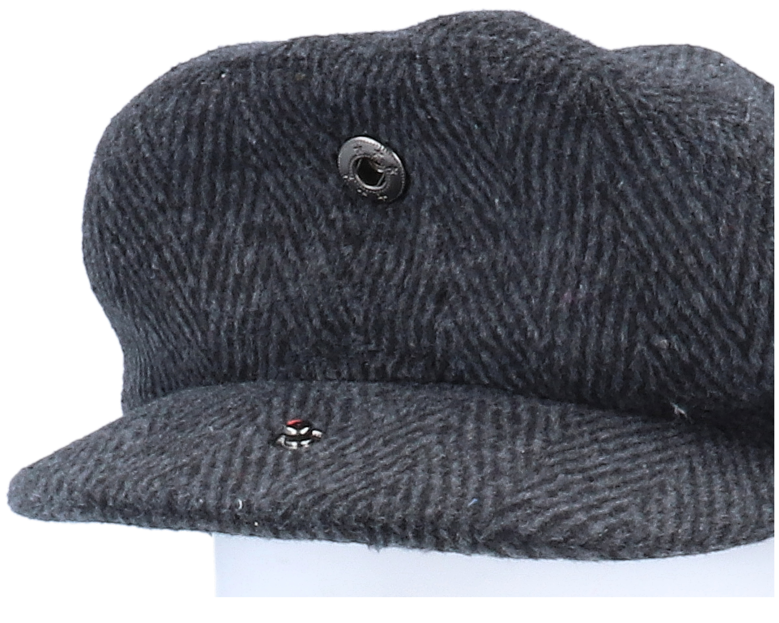 Herringbone Charcoal Flat Cap