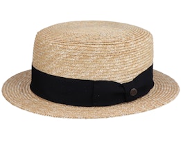 Boater Hat Beige/Black Straw Hat - Jaxon & James