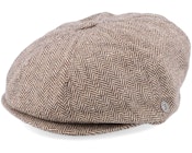 Herringbone Newsboy Cap Brown Flat Cap