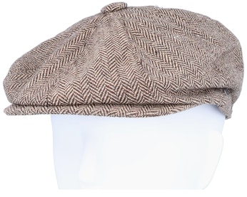 Herringbone Newsboy Cap Brown Flat Cap - Main Image