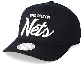 Brooklyn Nets Classic Script 110 Black Adjustable - Mitchell & Ness