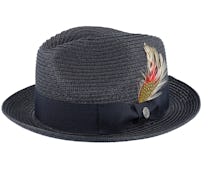 Pinch Crown Toyo Braided Trilby Black Straw Hat - Jaxon & James