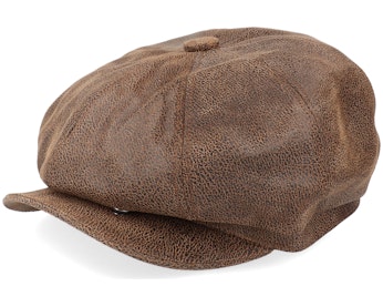Leather Newsboy Brown Flat Cap - Main Image