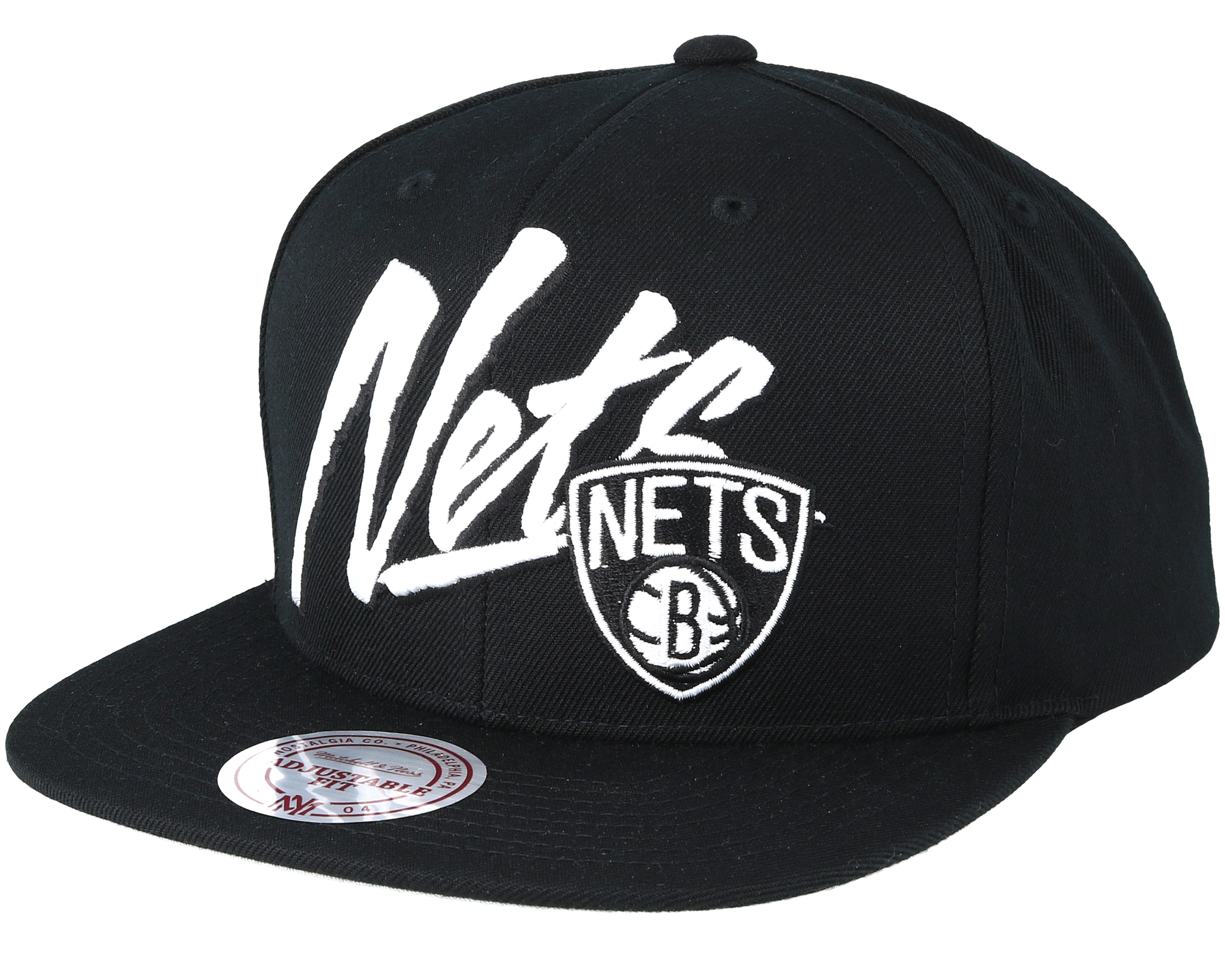 Brooklyn Nets Vice Script Solid Black Snapback | Hatstoreworld.com