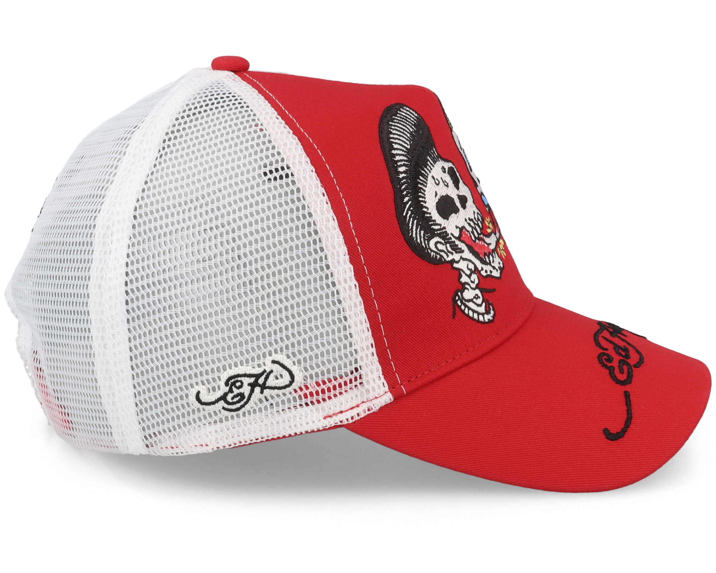 Ed Hardy Rhinestone Heart Skull Hat Black - EHH0001-26RS