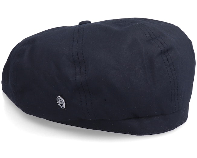 British Millerain Waxed Cotton Newsboy Black Flat Cap Jaxon & James