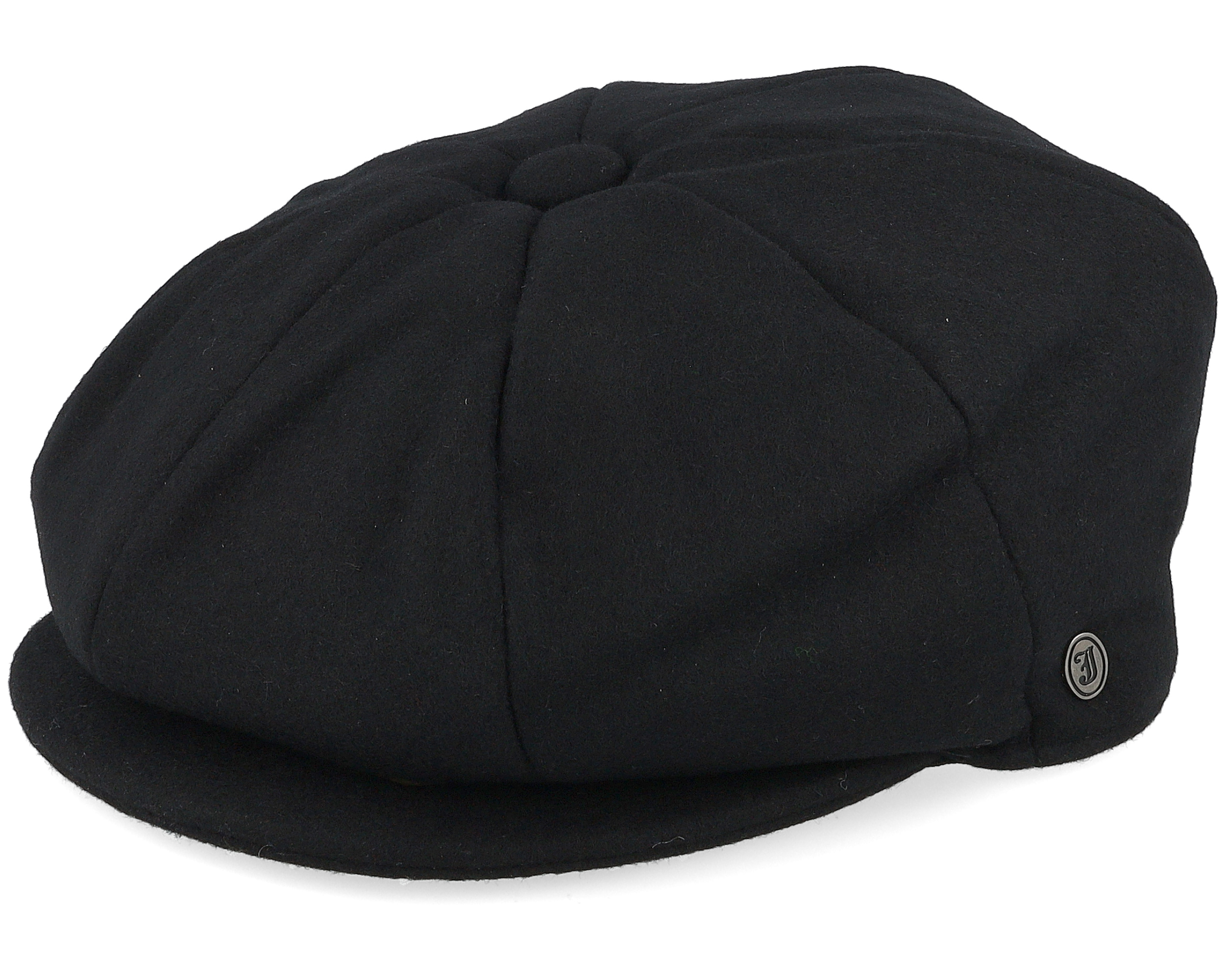 Melton Wool Newsboy Cap Black Snap Cap - Jaxon & James cap | Hatstore.co.uk