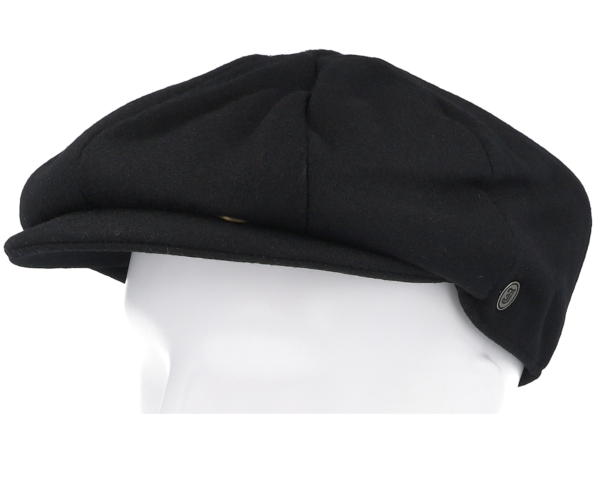 Melton Wool Newsboy Cap Black Snap Cap