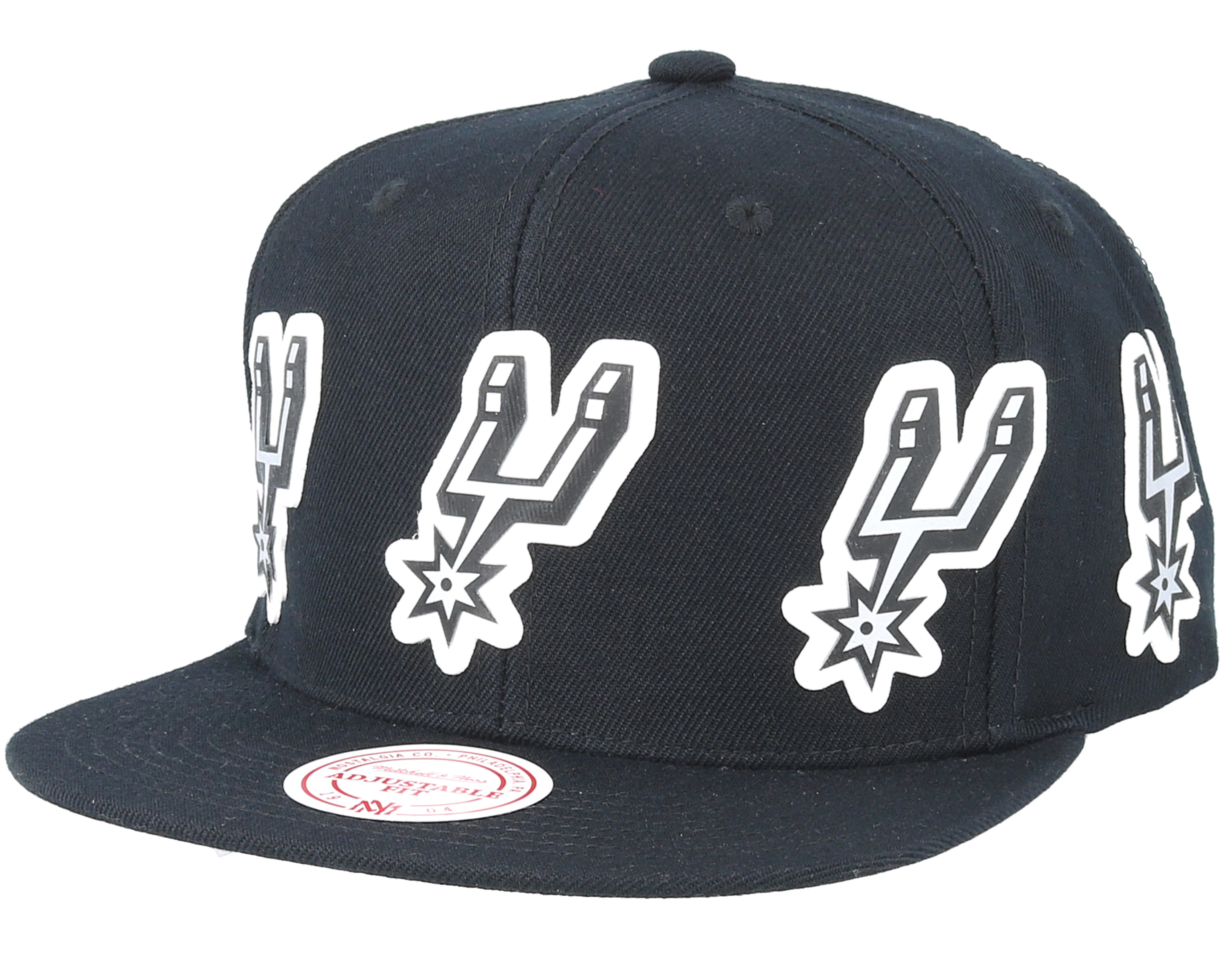 San Antonio Spurs Multi Logo Black Snapback - Mitchell & Ness cap ...