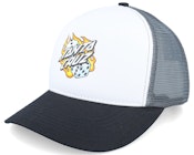 Flaming Dice Dot Meshback White/Grey A-Frame Trucker