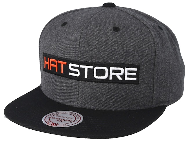 Hatstore Box Logo Charchoal/Black Snapback - Mitchell & Ness