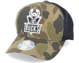 Milwaukee Bucks Duck Camo/Black 110 Trucker - Mitchell & Ness