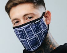 Bandana Squares Blue Face Mask - Hype