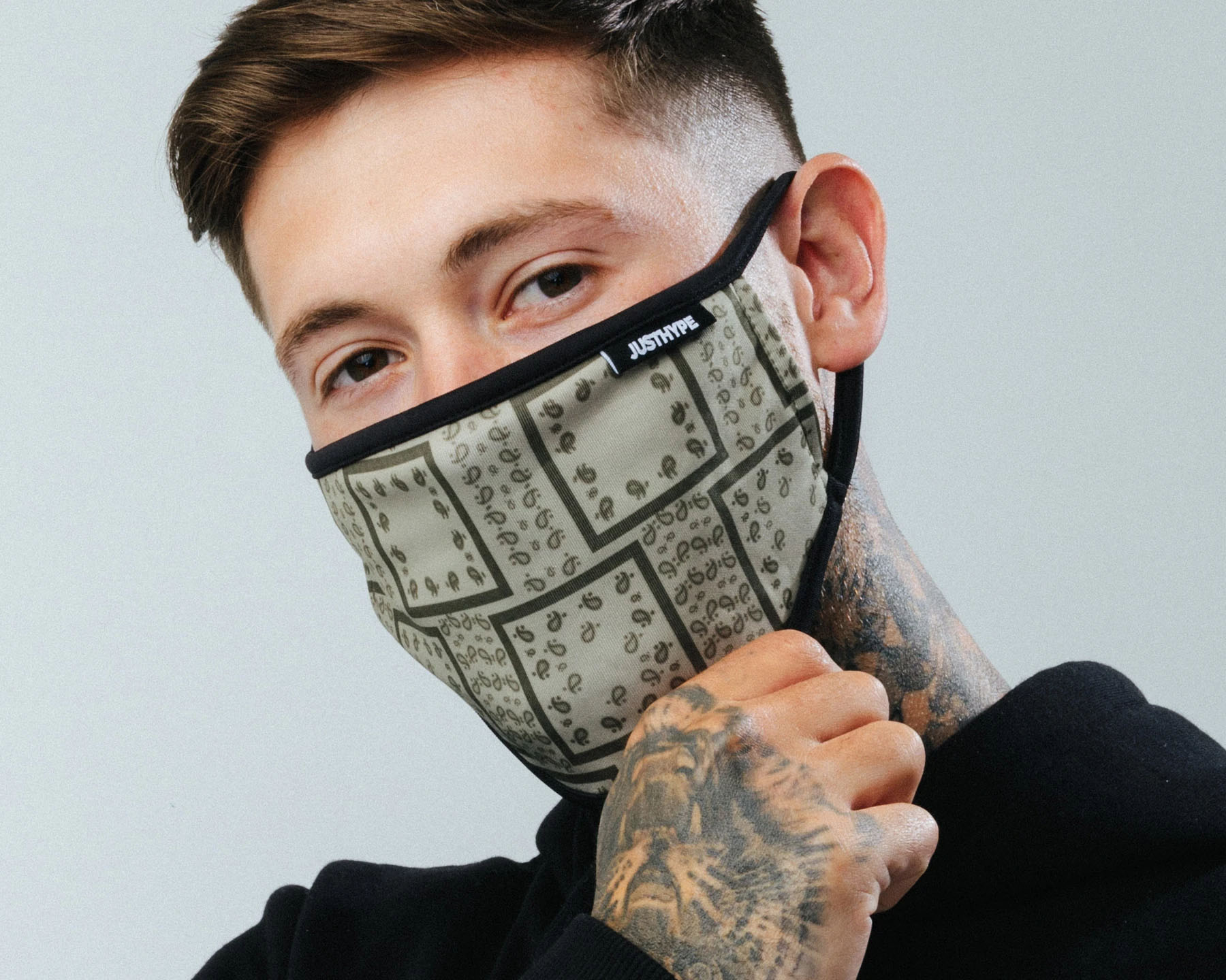 Bandana Squares Brown Face Mask - Hype