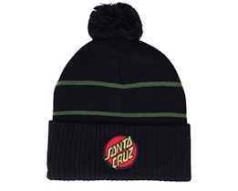 Dot Stripe Beanie Black/Dill Green Pom - Santa Cruz