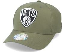 Brooklyn Nets Black/White Logo Olive 110 Adjustable - Mitchell & Ness