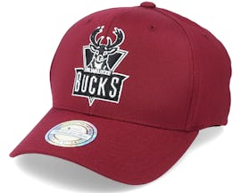 Milwaukee Bucks Black/White Logo Burgundy 110 Adjustable - Mitchell & Ness