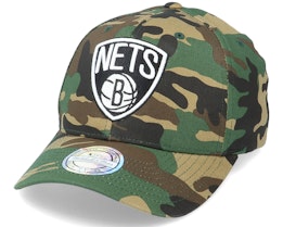 Brooklyn Nets Black/White Logo Camo 110 Adjustable - Mitchell & Ness