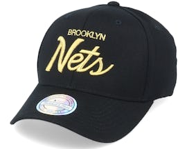 Hatstore Exclusive Brooklyn Nets Script Black/Gold 110 - Mitchell & Ness