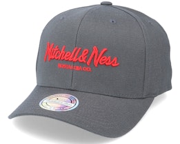 Hatstore Exclusive Pinscript Charcoal/Red 110 Adjustable - Mitchell & Ness