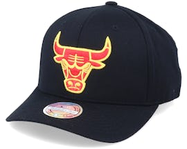 Chicago Bulls Yellow & Red Logo Black 110 Adjustable - Mitchell & Ness