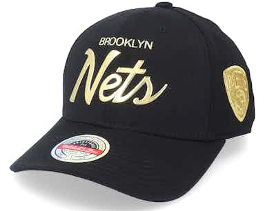 Brooklyn Nets Weald Script Classic Red Black/Gold Adjustable - Mitchell & Ness