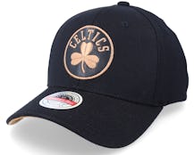 Hatstore Exclusive x Boston Celtics Leather Logo Black Adjustable - Mitchell & Ness