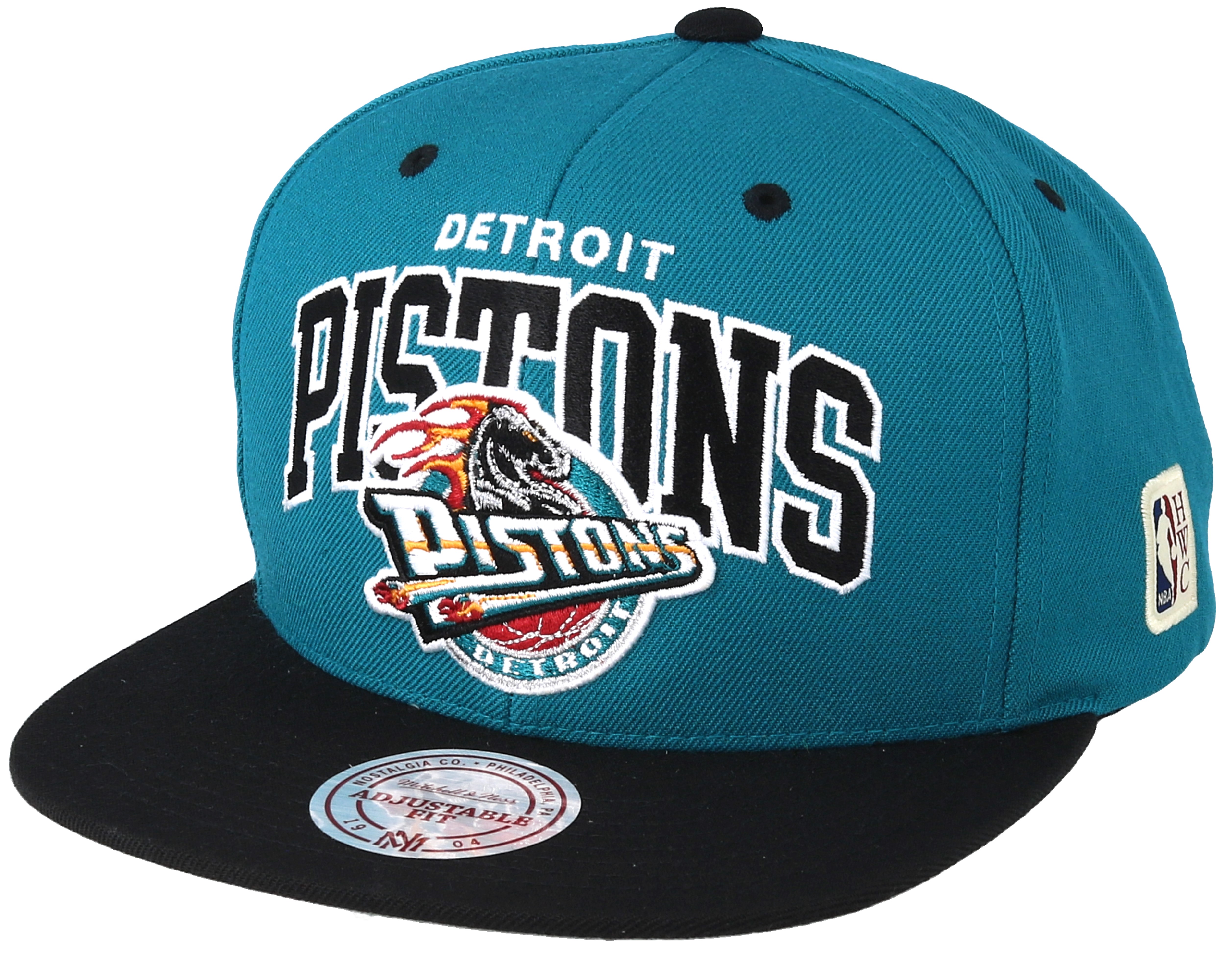 Detroit Pistons Team Arch Teal/Black Snapback - Mitchell & Ness