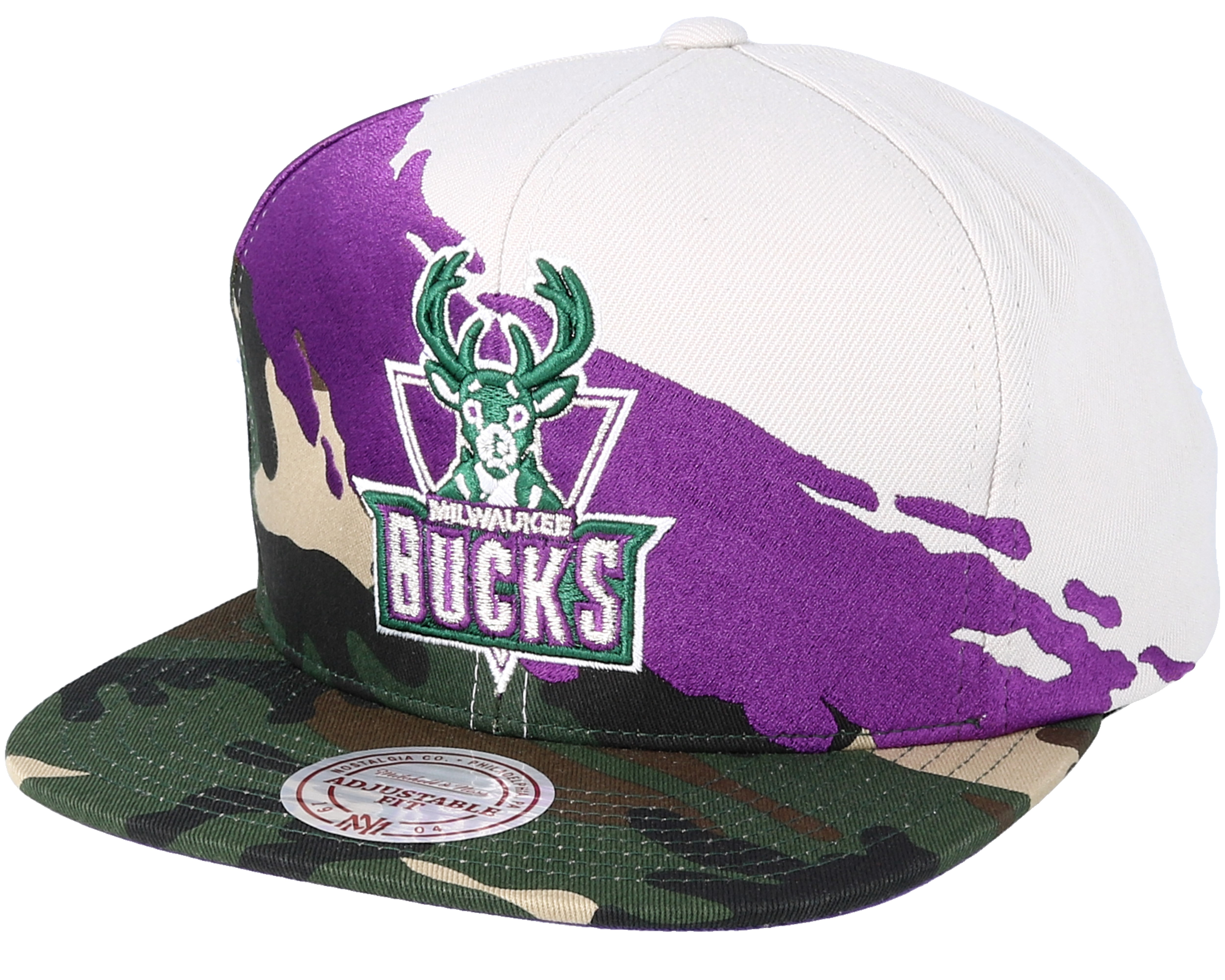 Milwaukee Bucks NBA Camo Paint Mitchell & Ness Cap