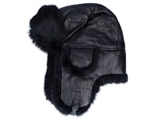 Leather Lue Rabbit Black/Black Trapper - MJM Hats