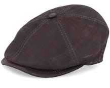 Rebel Nappa Wax Brown Flat Cap - MJM Hats