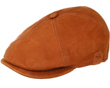 Rebel Nappa Wax Cognac Brown Flat Cap - MJM Hats