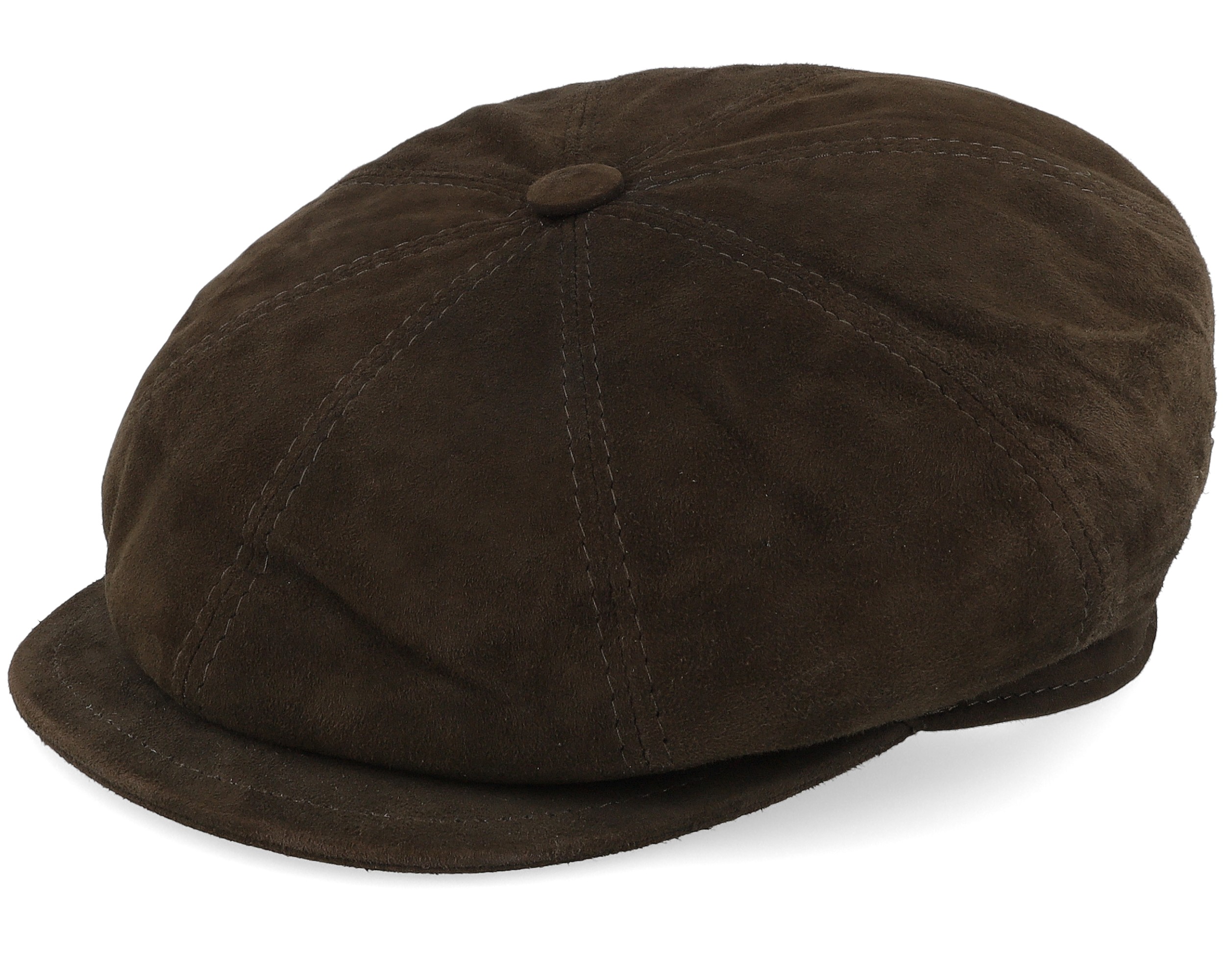 Leather Newsboy Brown Flat Cap | Hatstore.co.uk