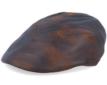Blue Line Bruce Leather Brown Flat Cap - MJM Hats