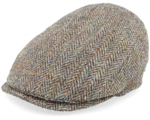 Bang Harris Tweed Ym Green Herringbone Flat Cap - MJM Hats