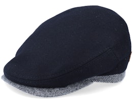 Jordan Eco Virgin Wool Black/Grey Flat Cap - MJM Hats