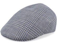 Country Linen/Cotton 44 Blue Check Flat Cap - MJM Hats