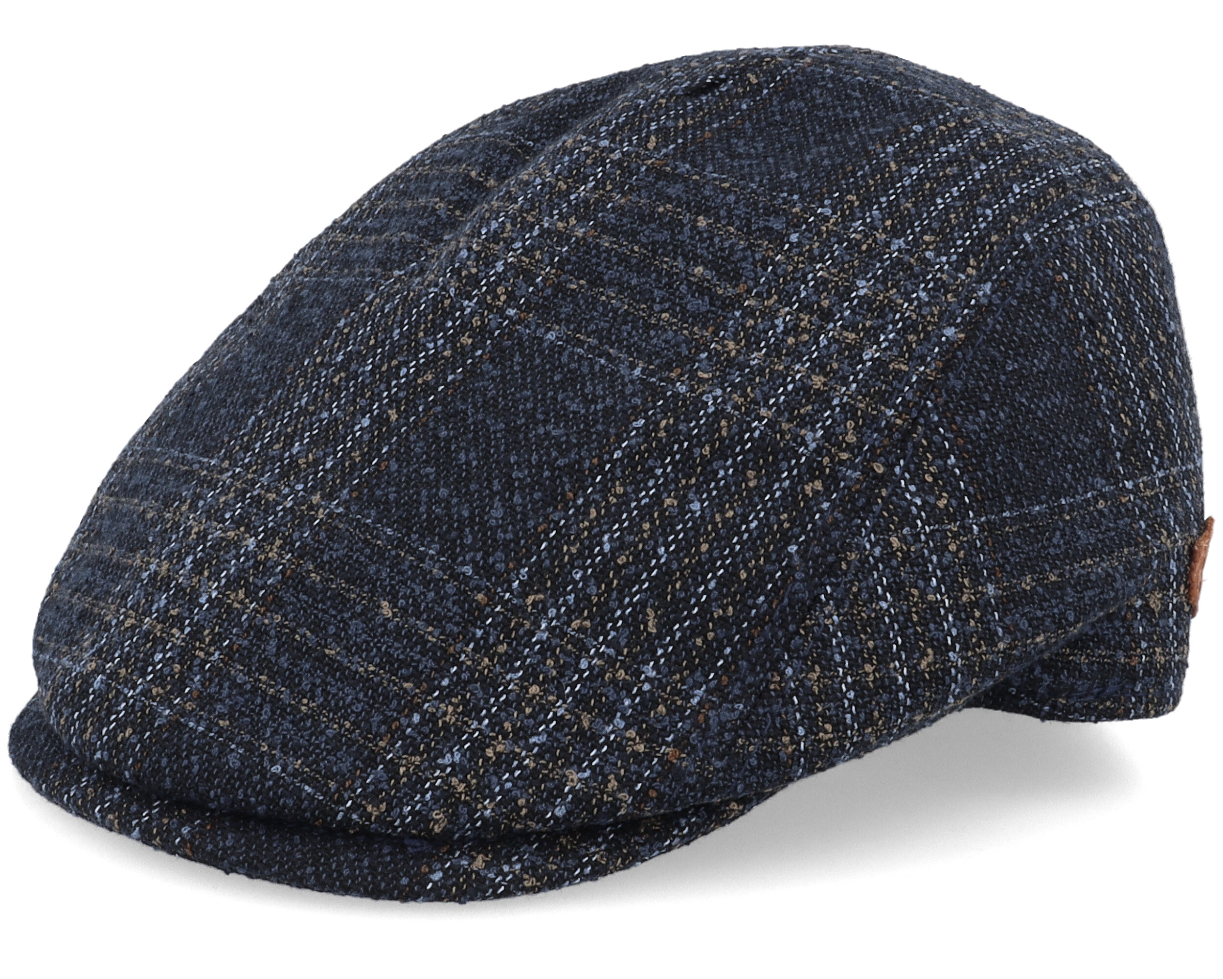 blue check flat cap