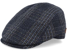 Bang Cotton Mix Dark Navy Check Flat Cap - MJM Hats