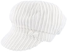 Sophie W Cotton Velvet White Flat Cap - MJM Hats